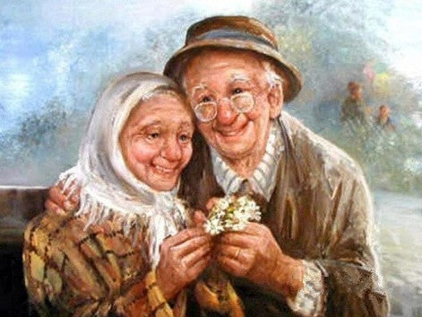La Pareja Feliz de Ancianos Pintar por Números