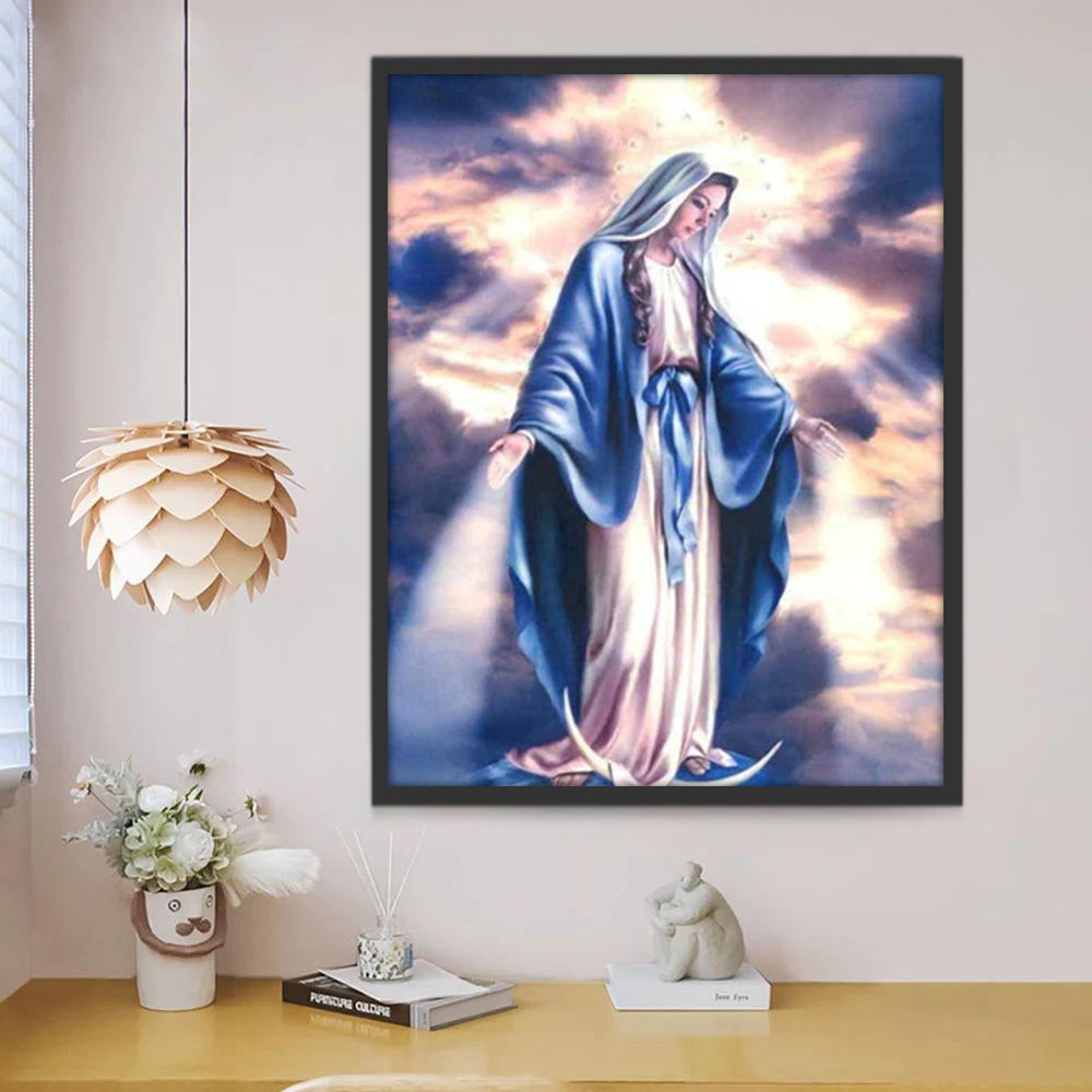 La Santísima Virgen María en el Cielo Azul Pintar por Números