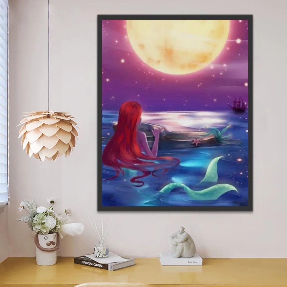 La Sirenita Princesa Ariel y la Luna Pintar por Números