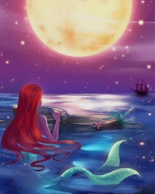 La Sirenita Princesa Ariel y la Luna Pintar por Números