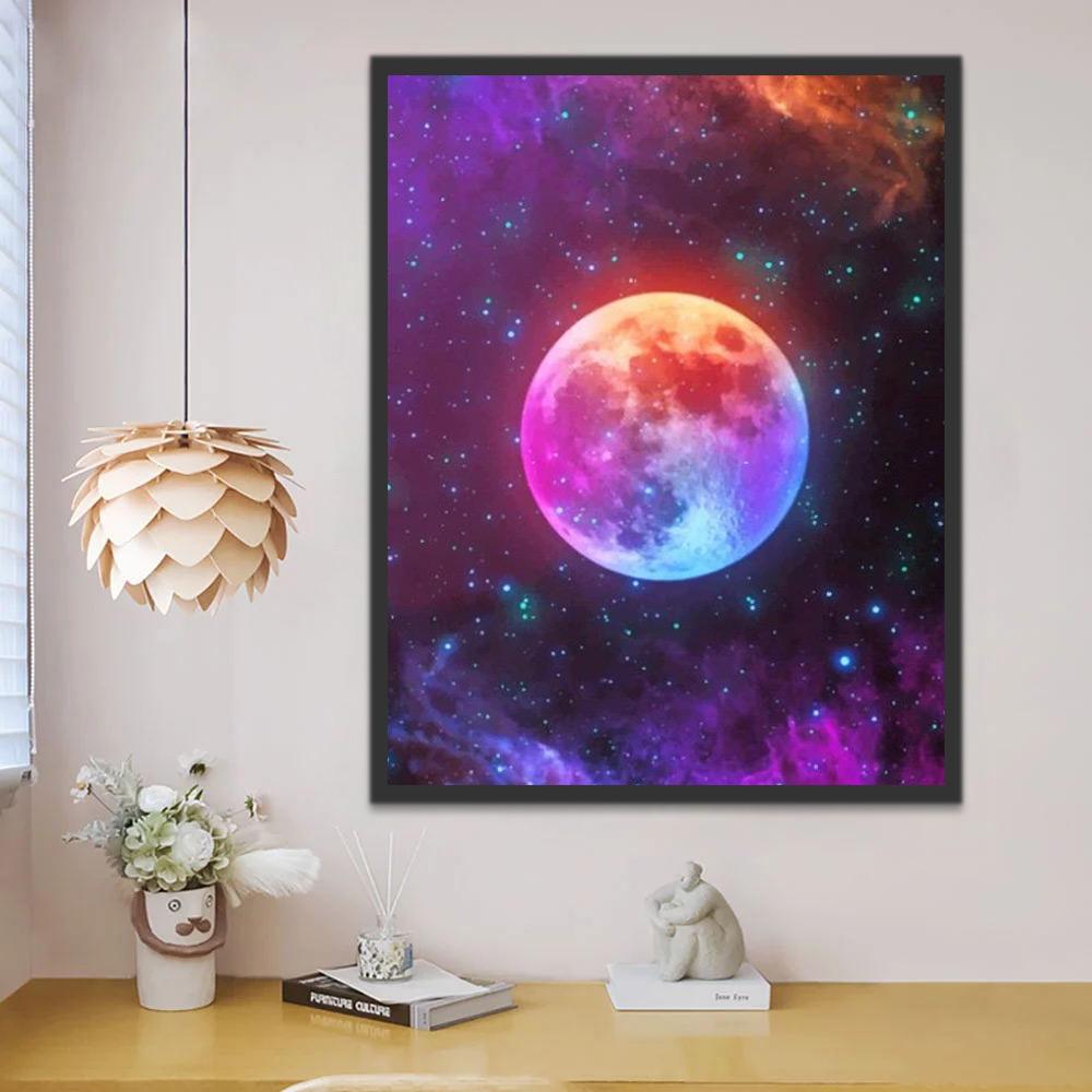 La Tierra Colorida y Estrellas en Espacio Pintar por Números