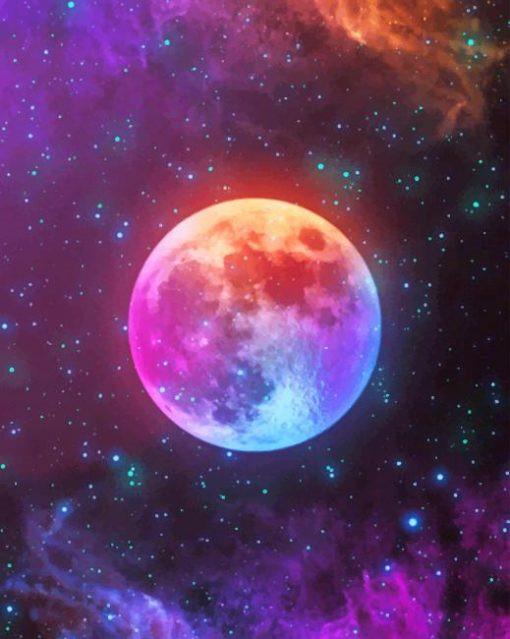 La Tierra Colorida y Estrellas en Espacio Pintar por Números