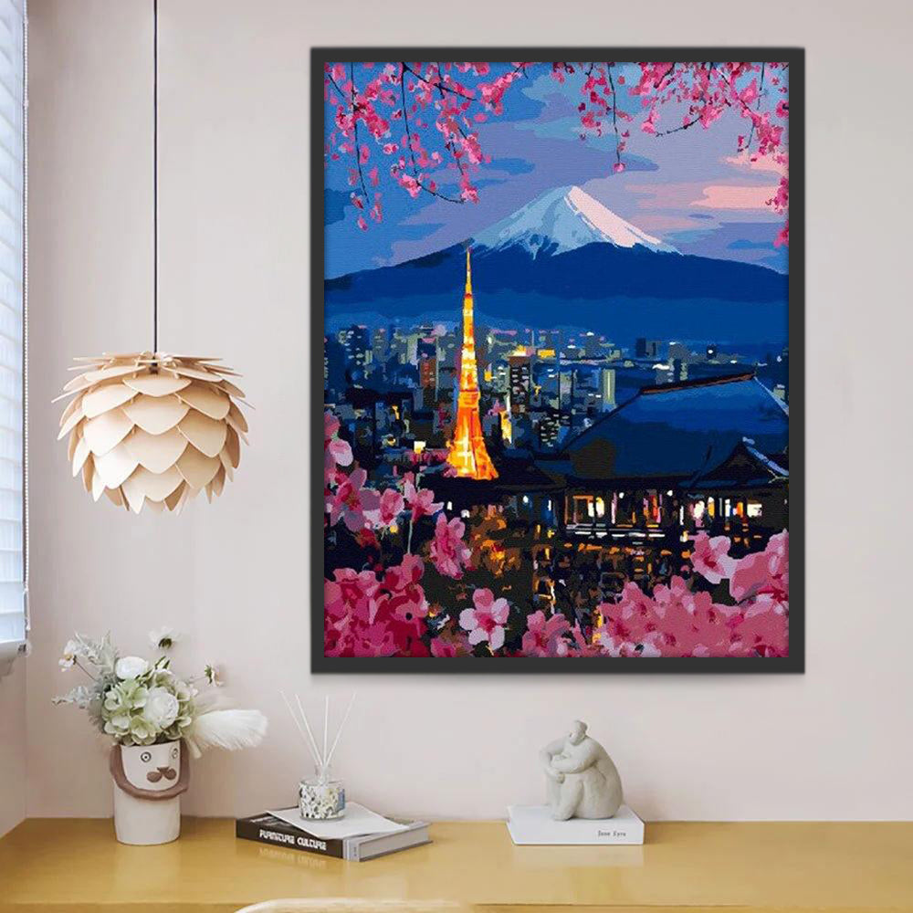 La Torre de Tokio y El Monte Fuji y Sakura Pintar por Números