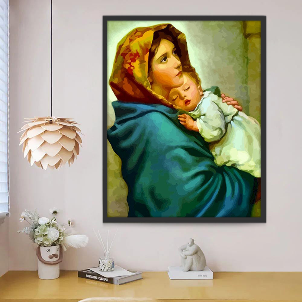 La Virgen María con el Niño Jesús Pintar por Números