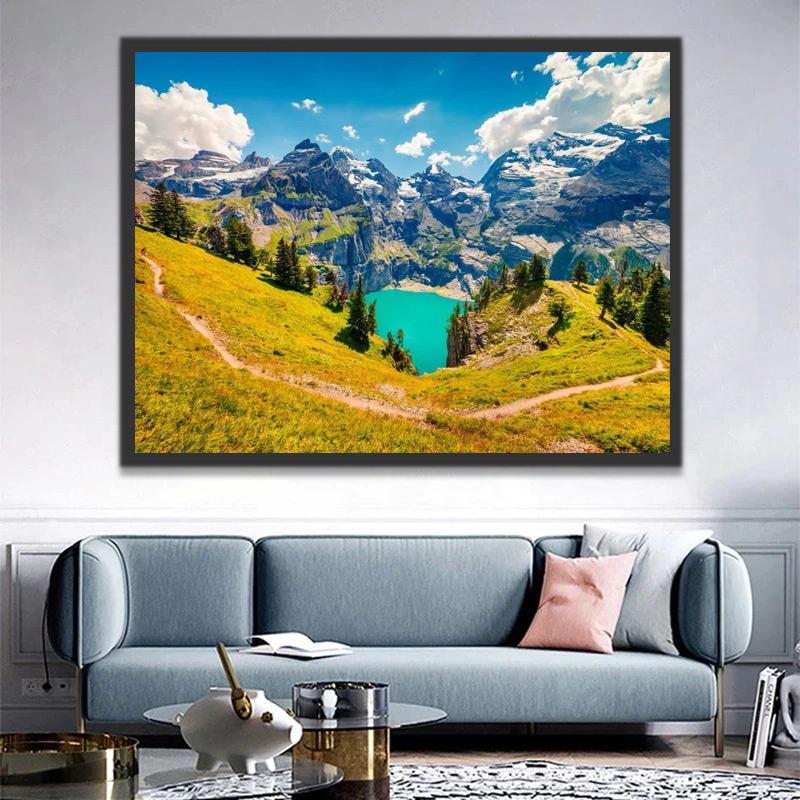 Ladera Verde y Lago Azul Pintar por Números