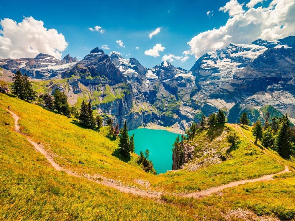 Ladera Verde y Lago Azul Pintar por Números