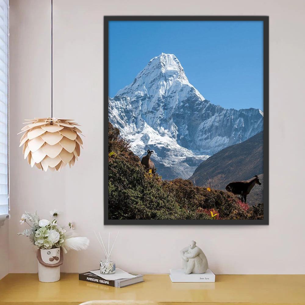 Ladera Verde y Montaña Nevada Pintar por Números