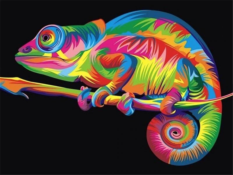 Lagarto Arbóreo de Colores Brillantes Pintar por Números