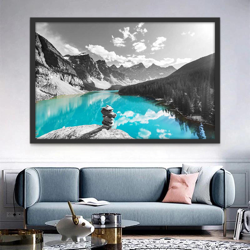 Lago Azul y Montaña Gris Pintar por Números