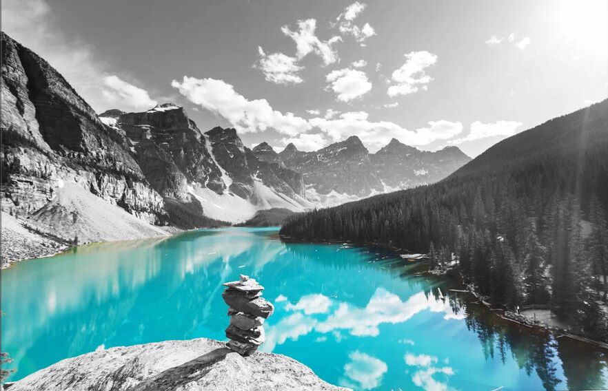 Lago Azul y Montaña Gris Pintar por Números