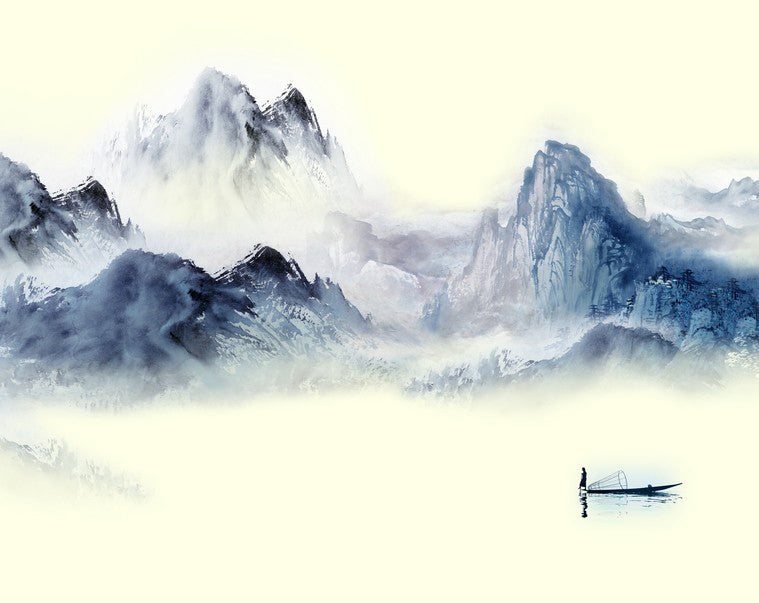 Lago y Montañas en Estilo Chino Pintar por Números