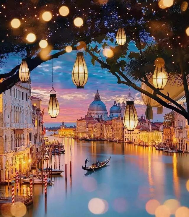 Lámparas sobre Árbol en Venecia Pintar por Números