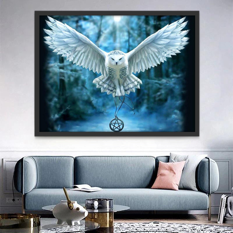 Lechuza Blanca Volando Pintar por Números