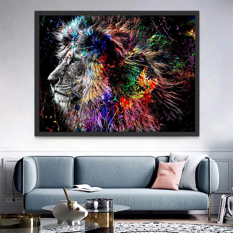 León Abstracto en la Oscuridad Pintar por Números