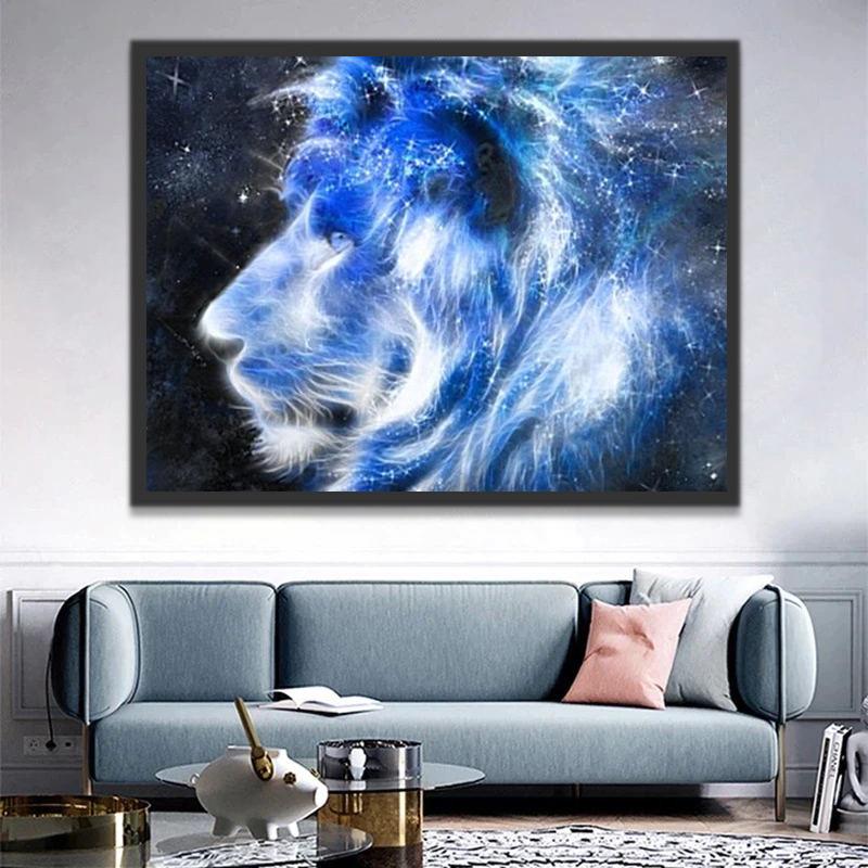León Azul Abstracto Pintar por Números