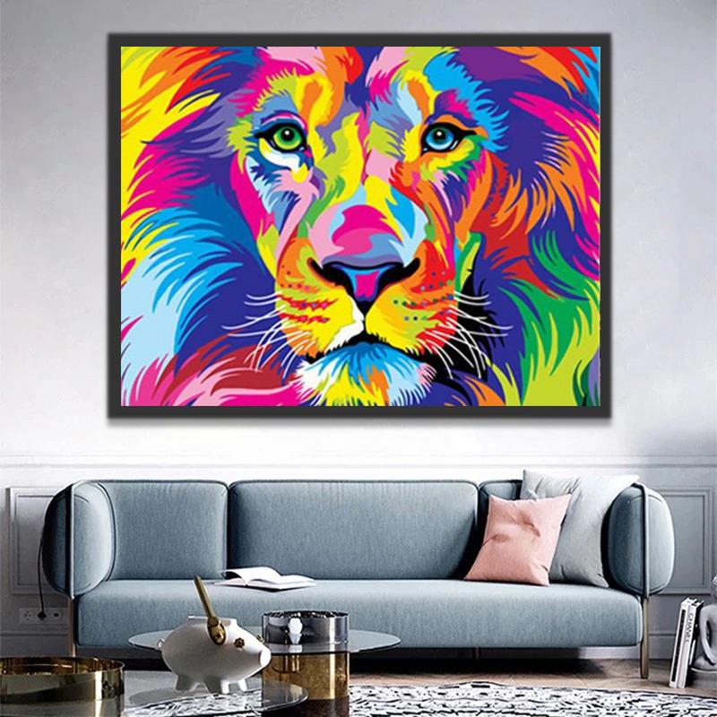 León Colorido Abstracto Pintar por Números