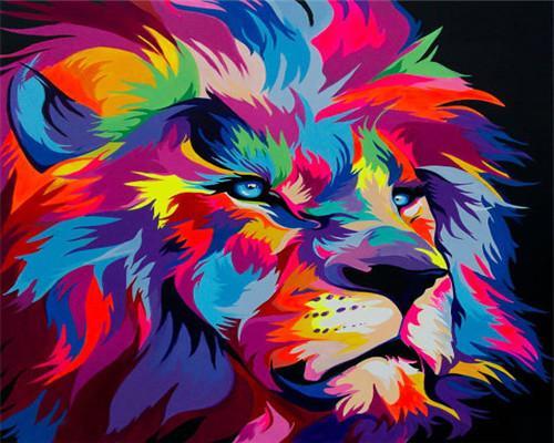 León Colorido de Ojos Azules Pintar por Números