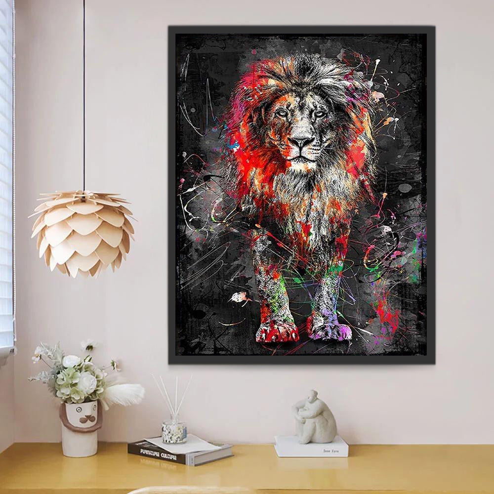 León Colorido y Fondo Blanco y Negro Pintar por Números