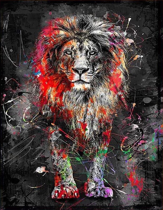 León Colorido y Fondo Blanco y Negro Pintar por Números