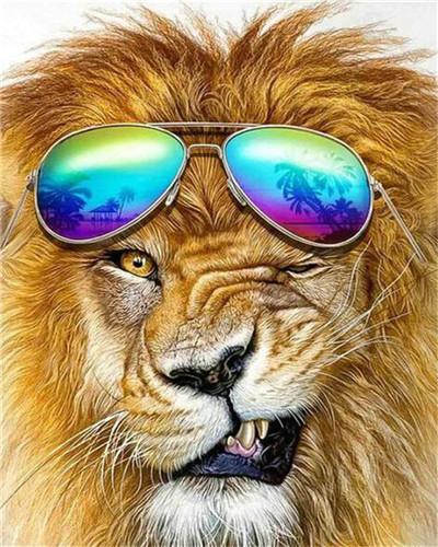 León con Gafas de Sol Pintar por Números