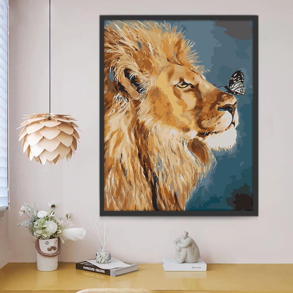 León con Mariposa Pintar por Números