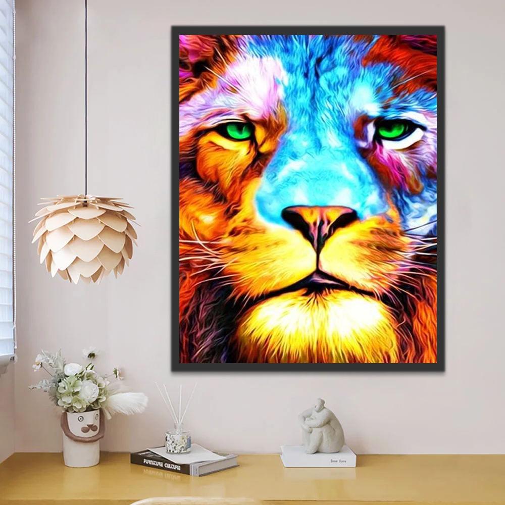 León con Ojos Verdes Pintar por Números