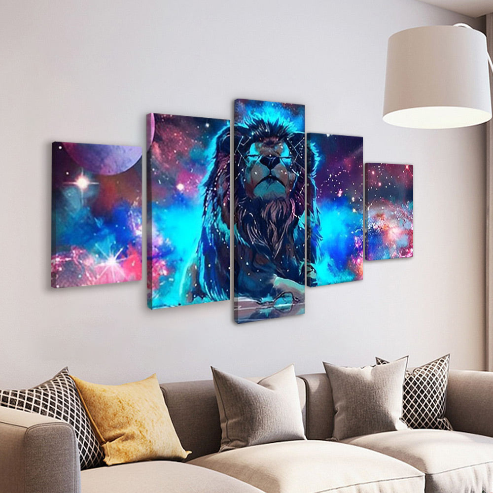 León de Cielo Estrellado 5 Partes Pintar por Números