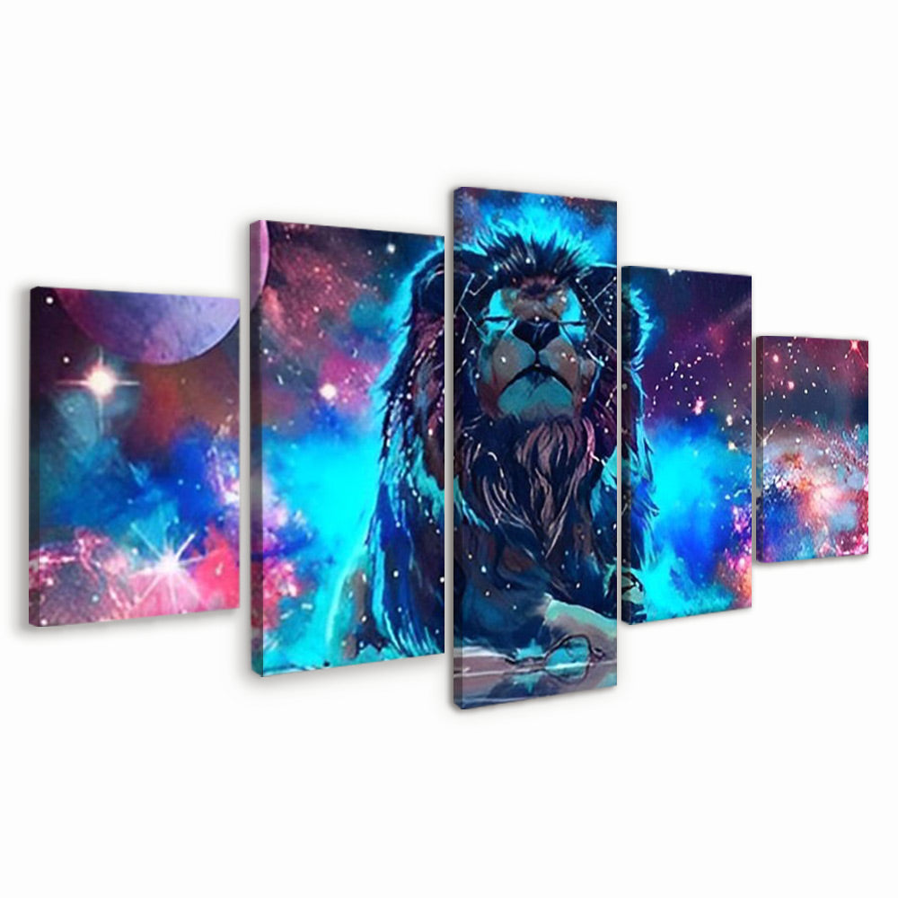 León de Cielo Estrellado 5 Partes Pintar por Números
