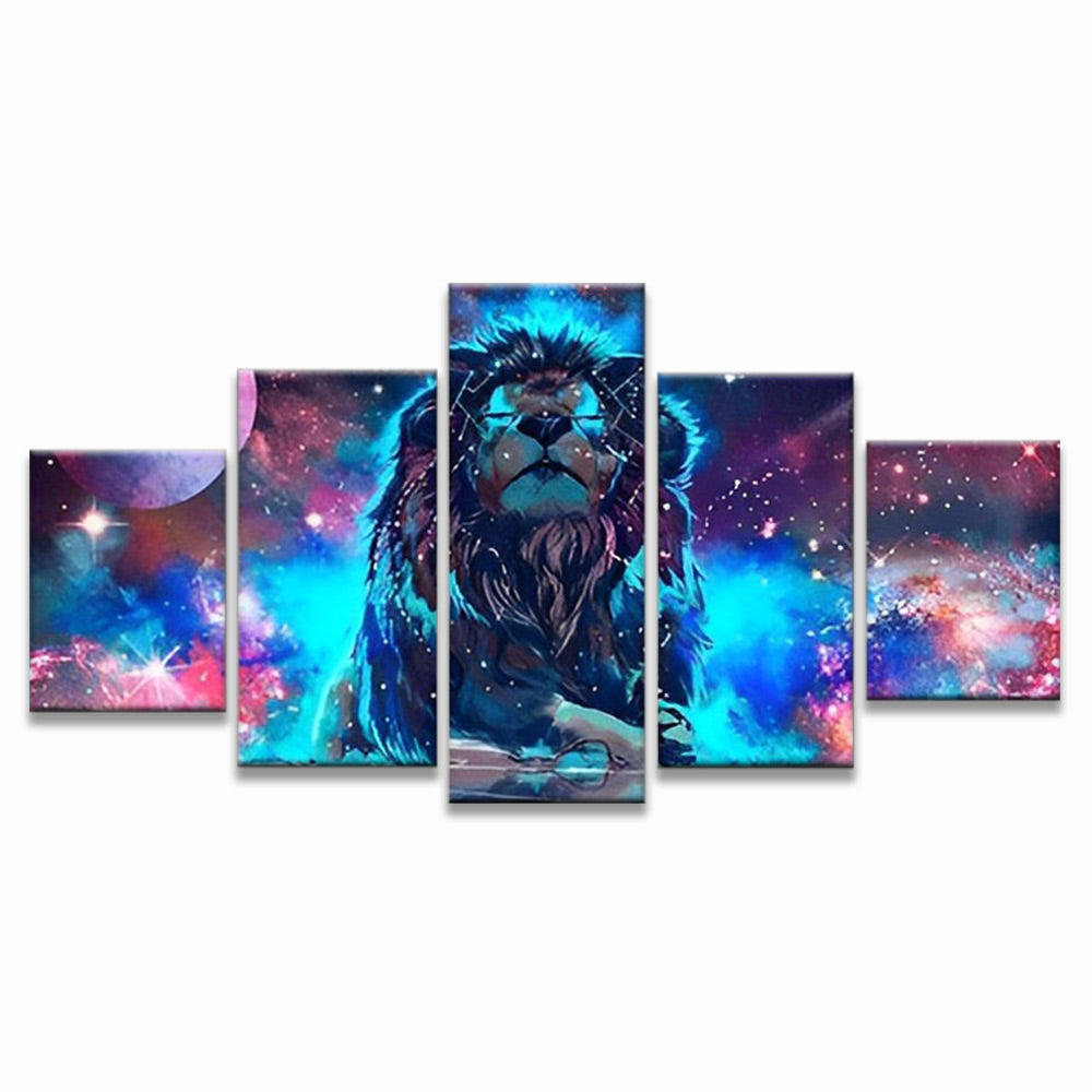 León de Cielo Estrellado 5 Partes Pintar por Números