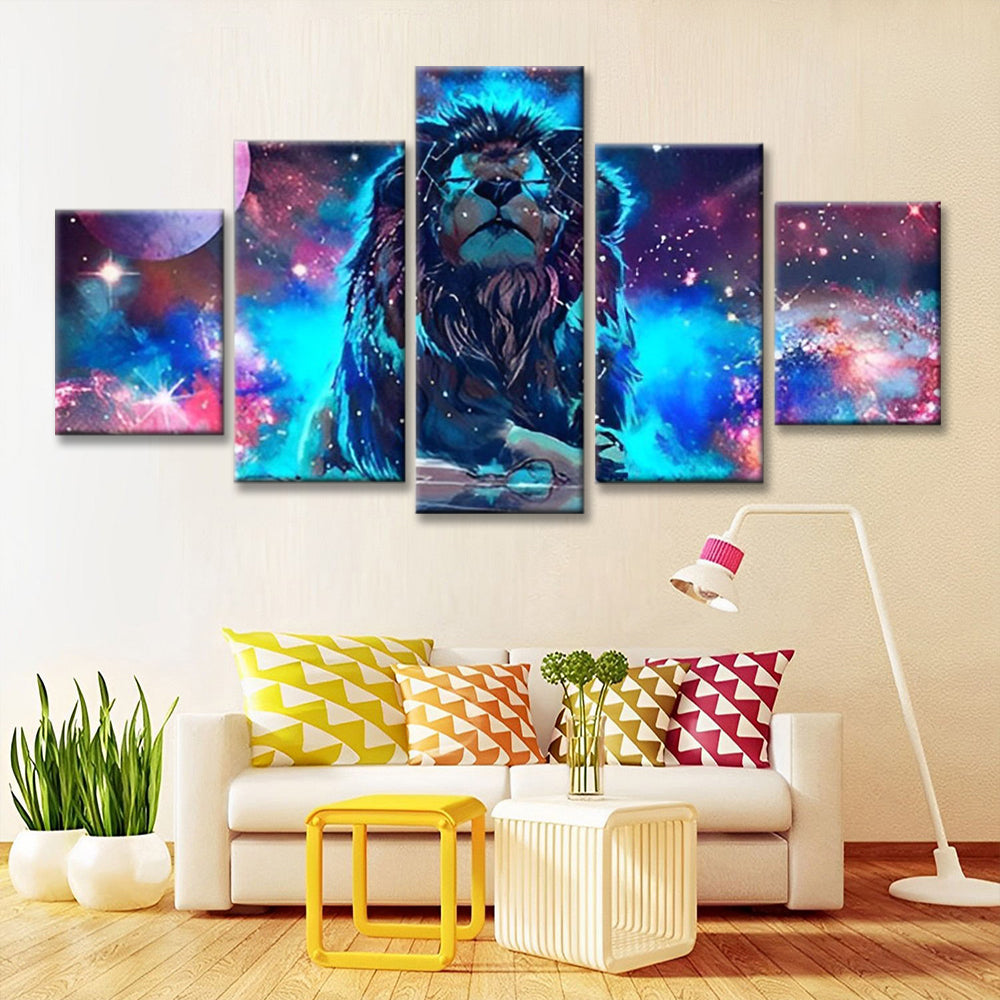 León de Cielo Estrellado 5 Partes Pintar por Números