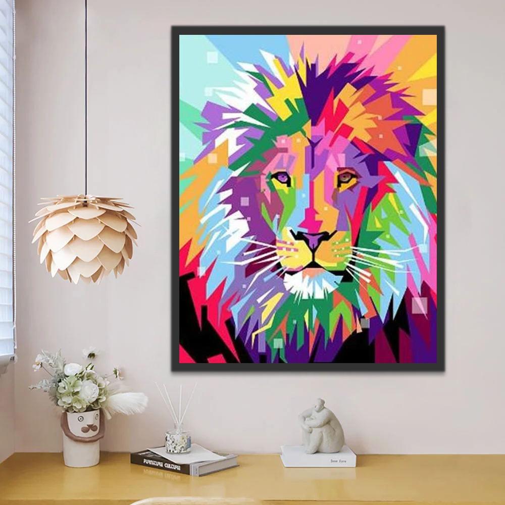 León de Colores Brillantes Pintar por Números