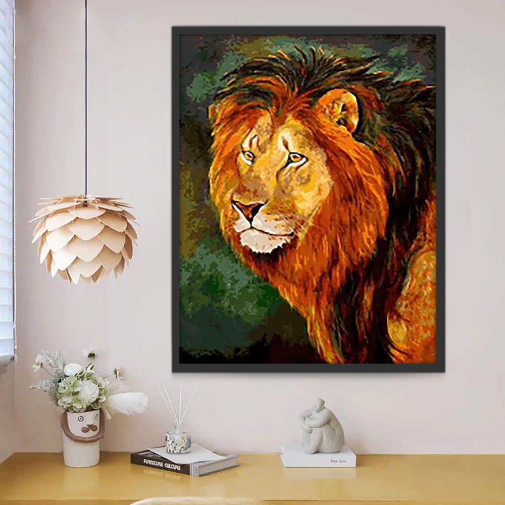 León en el Bosque Oscuro Pintar por Números