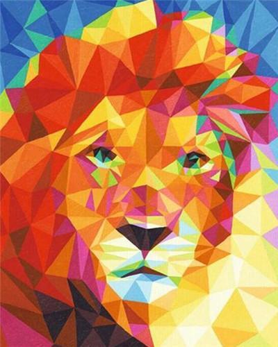 León Geométrico Colorido Pintar por Números