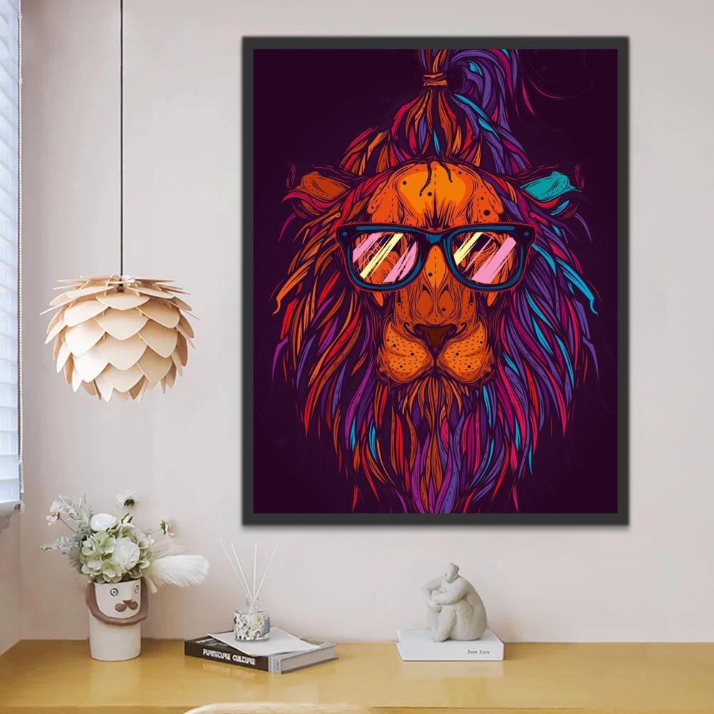 León Guapo con Gafas Pintar por Números