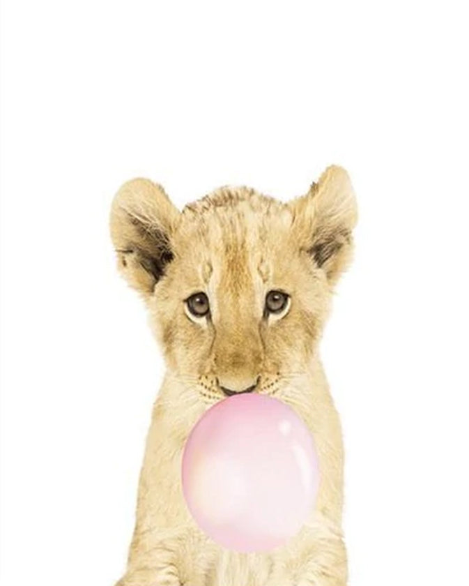 León Pequeño y Burbuja de Chicle Pintar por Números