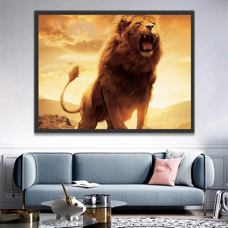 León Rugiendo al Atardecer Pintar por Números