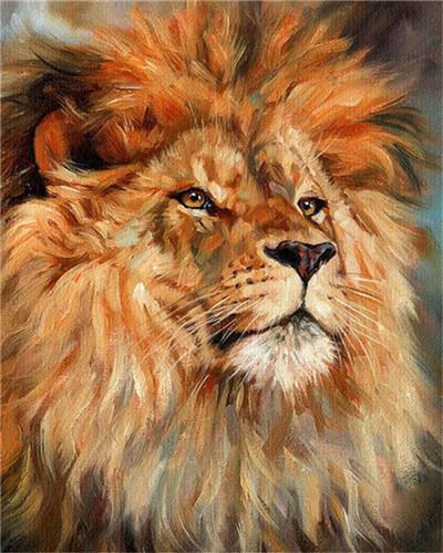 León Salvaje Mirando al Cielo Pintar por Números