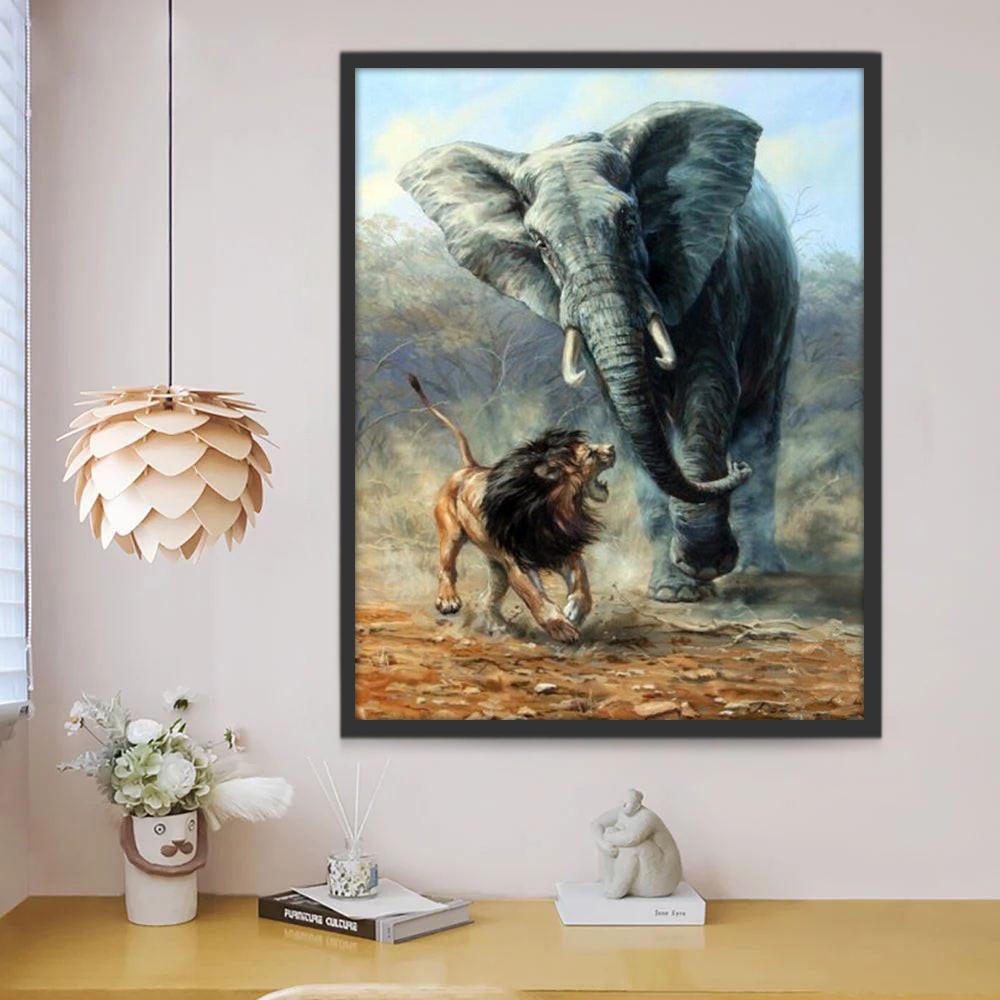 León y Elefante Pintar por Números