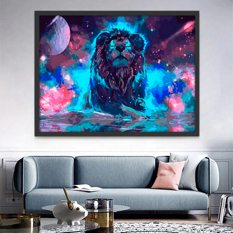 León y Espacio Hermoso Pintar por Números