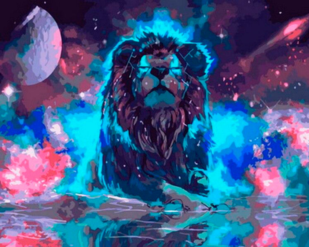 León y Espacio Hermoso Pintar por Números
