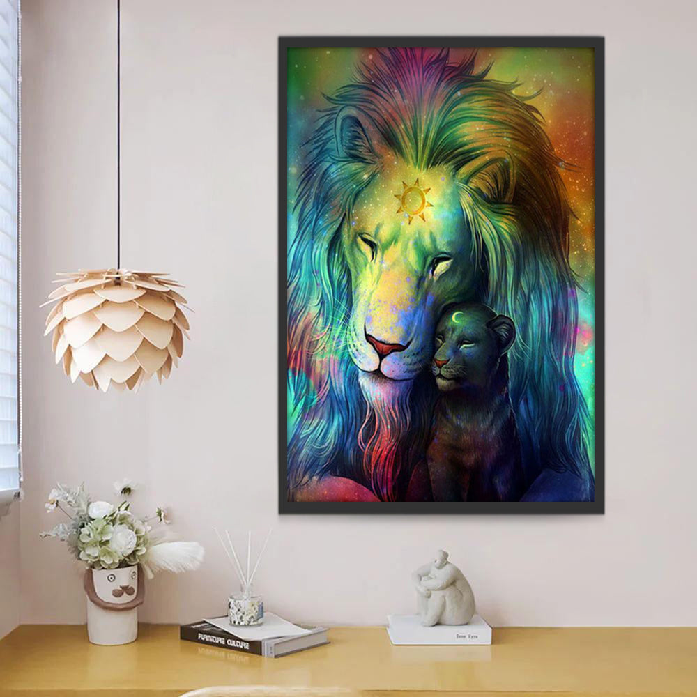 León y Leoncito Coloridos Pintar por Números