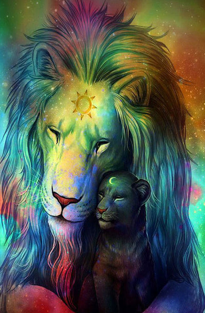 León y Leoncito Coloridos Pintar por Números