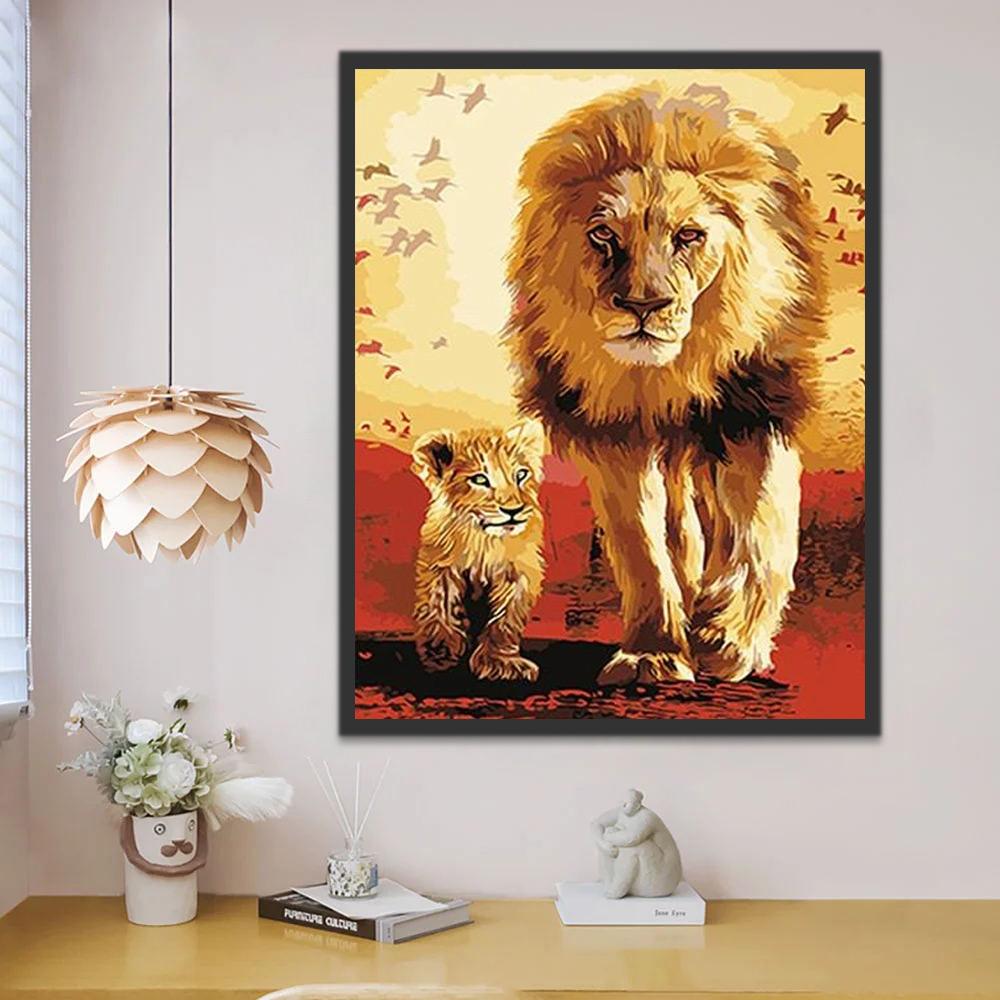 León y Leoncito Pintar por Números