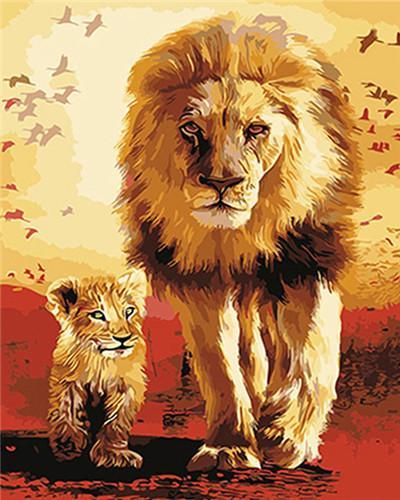 León y Leoncito Pintar por Números