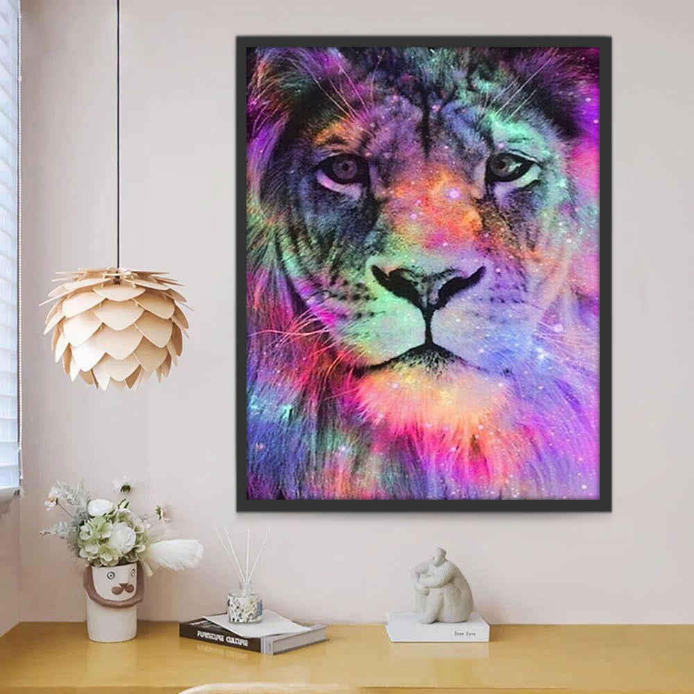 León y Luces Coloridas Pintar por Números