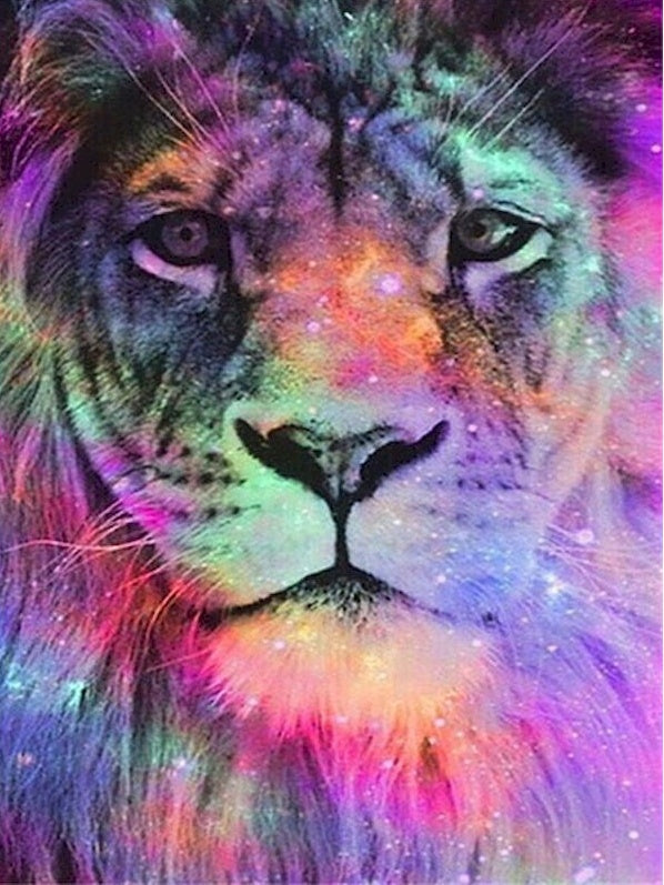 León y Luces Coloridas Pintar por Números