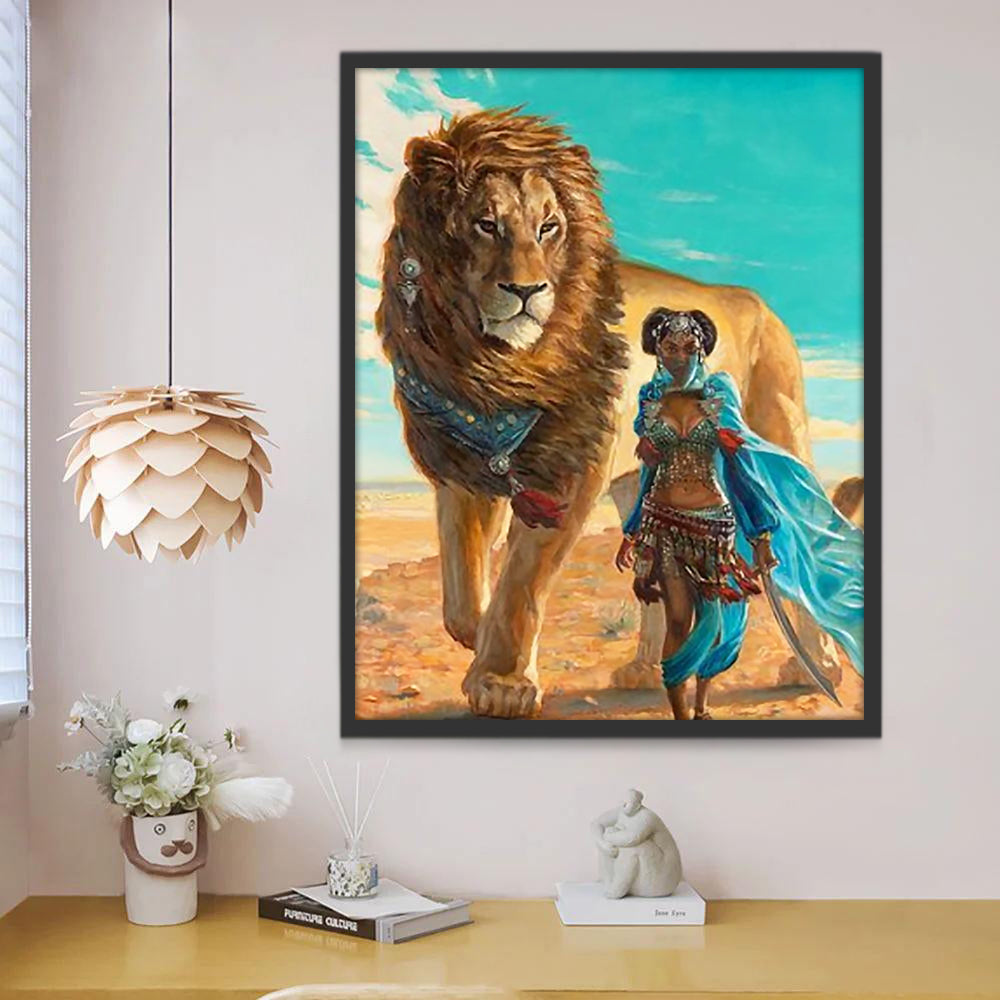 León y Mujer Pintar por Números
