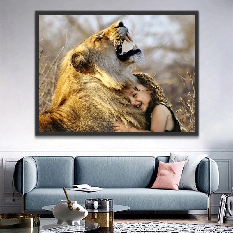 León y Niña Pintar por Números