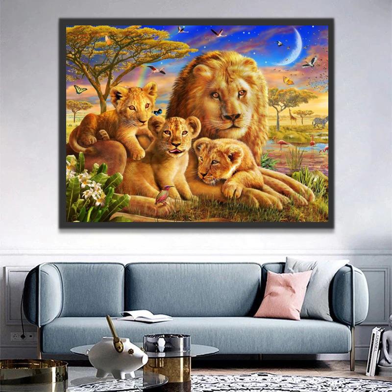 León y Sus Niños en el Bosque Pintar por Números