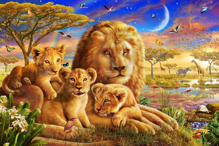 León y Sus Niños en el Bosque Pintar por Números